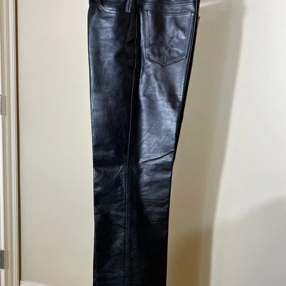 Vintage 90’s Sandy Dalal New York Italian made Leather Pants Jeans men’s 30x31”